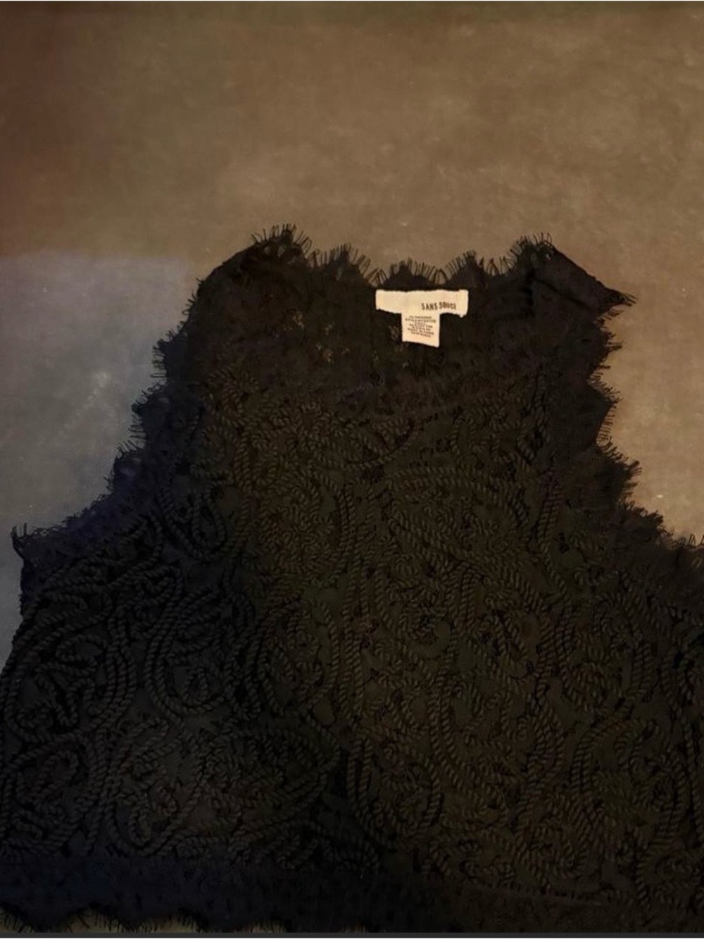 Sans Souci Black Lace Dress with Fringed Trim